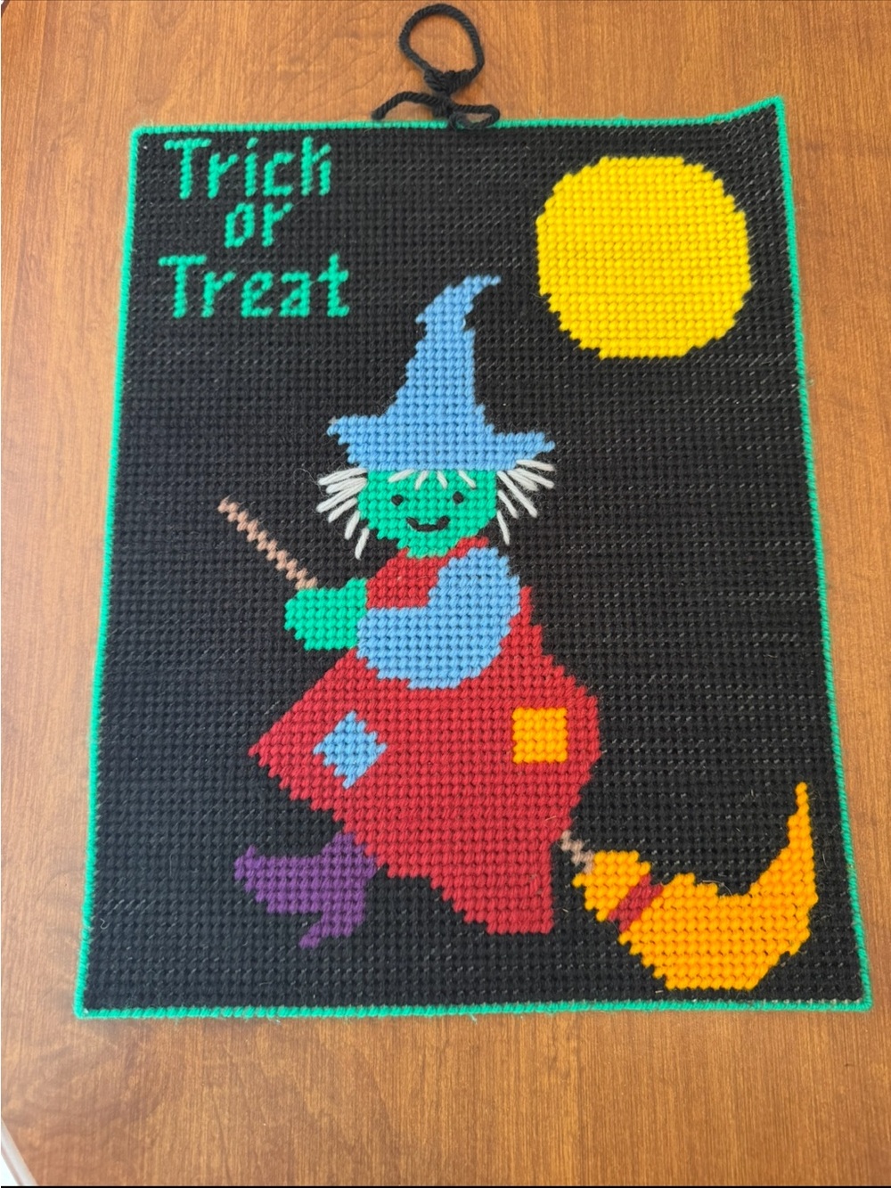 Handmade 'Trick or Treat' Halloween Witch Wall Hanging - Black & Multi